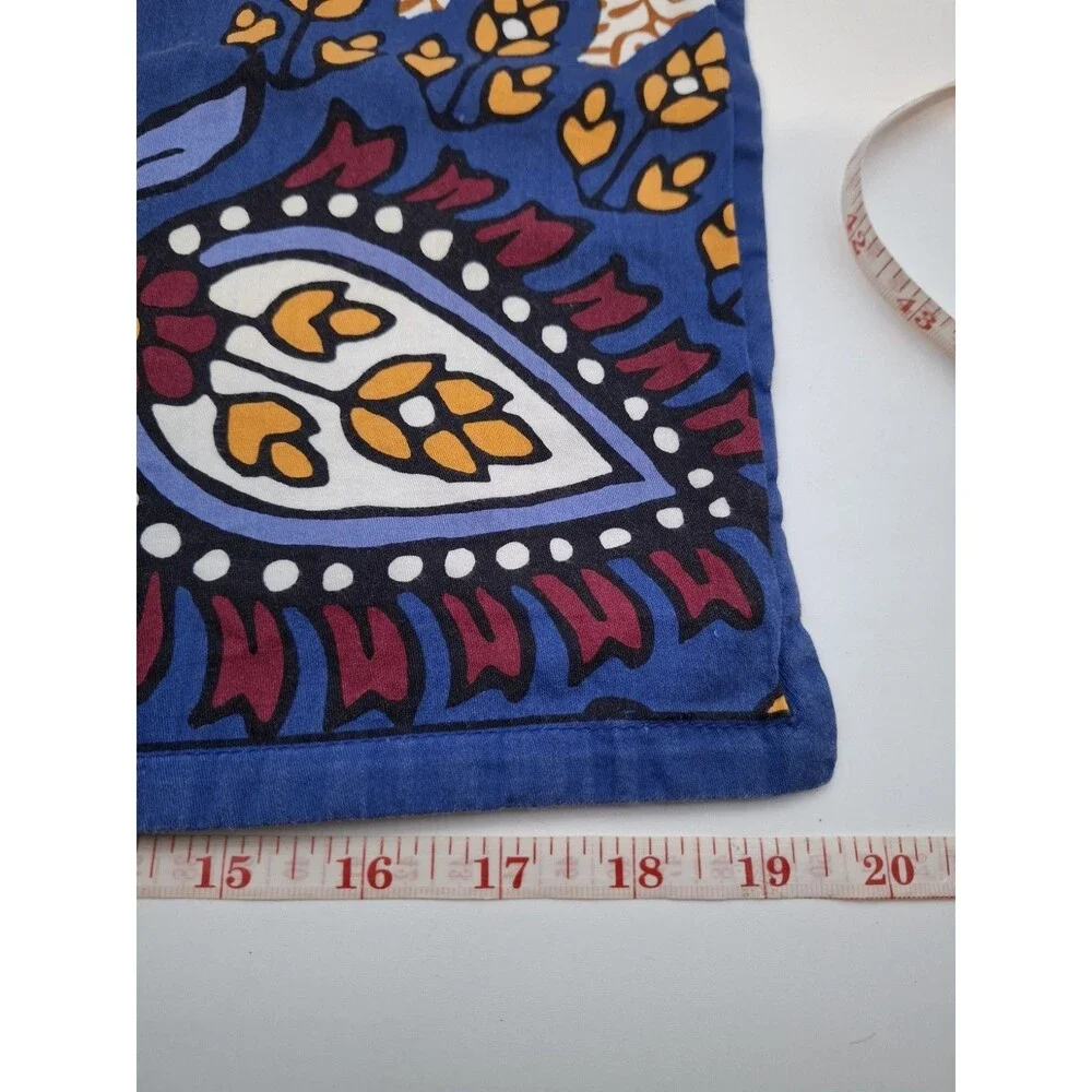 Anthropologie Pillow Sham Case 100% Cotton 28X22 Wild Blue Gold Maroon Print